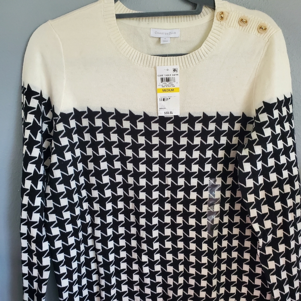 Charter Club women’s core table sweater Casual black and cream size medium